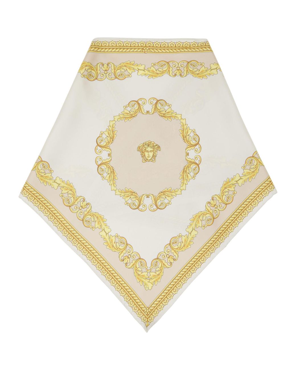 Versace Metallic Off- & Silk Twill Triangle Head Scarf
