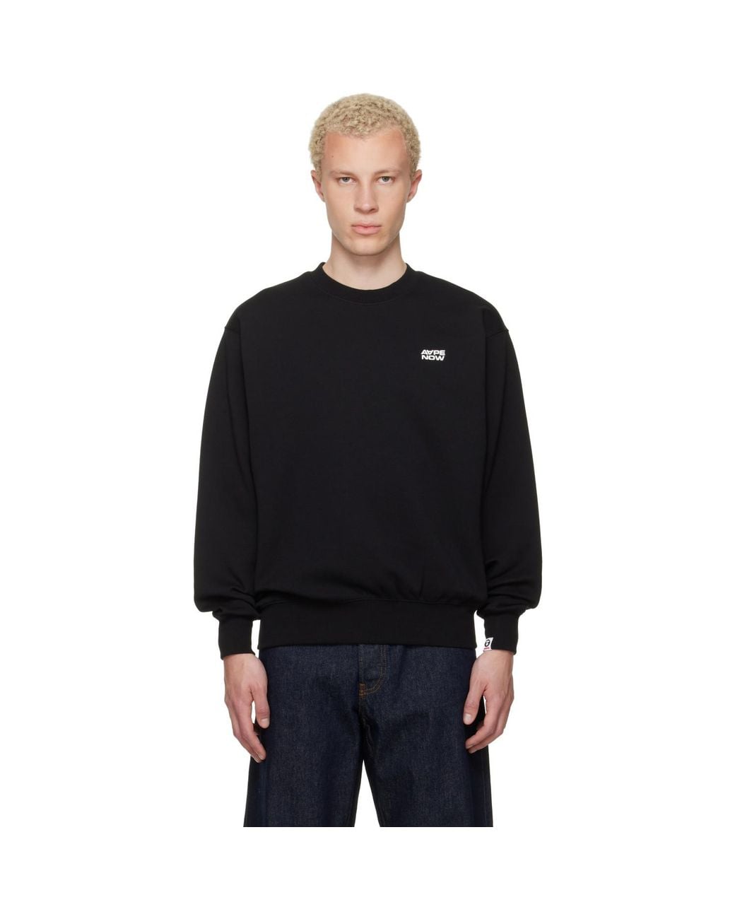 Aape By A Bathing Ape Black 'Aapenow' Crew Neck Sweatshirt for men