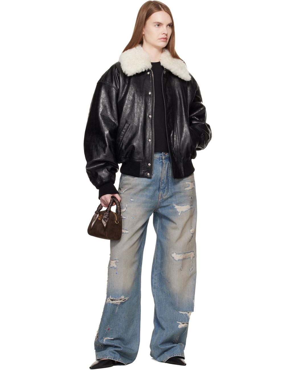 Amiri Ma Quad Leather Bomber Jacket in Black | Lyst