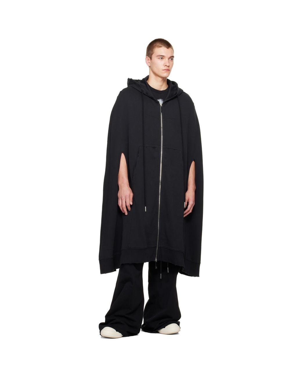 MATIERES FECALES Black 'Cult' Zip Cape for men