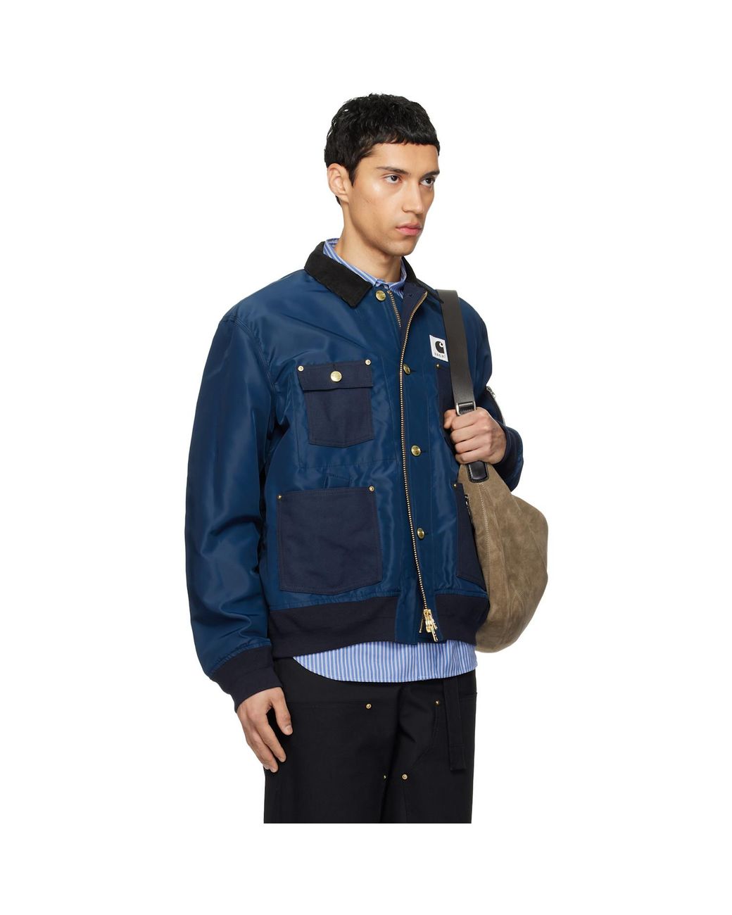 Sacai Carhartt Wip Edition Nylon Twill & Duck Jacket in Blue for