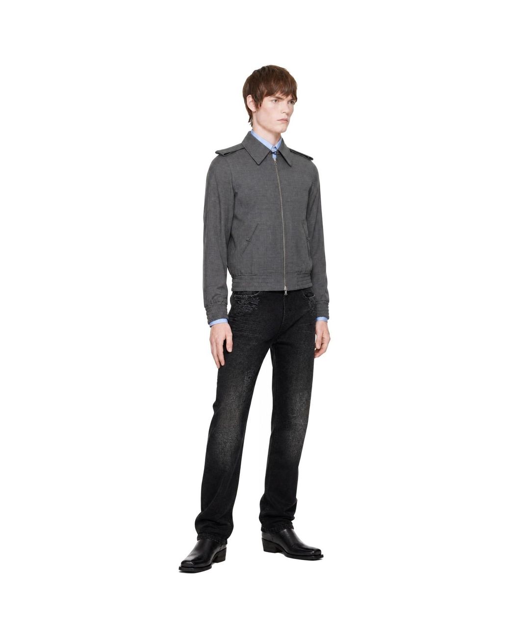 AARON ESH Gray Wool Bomber Jacket for men