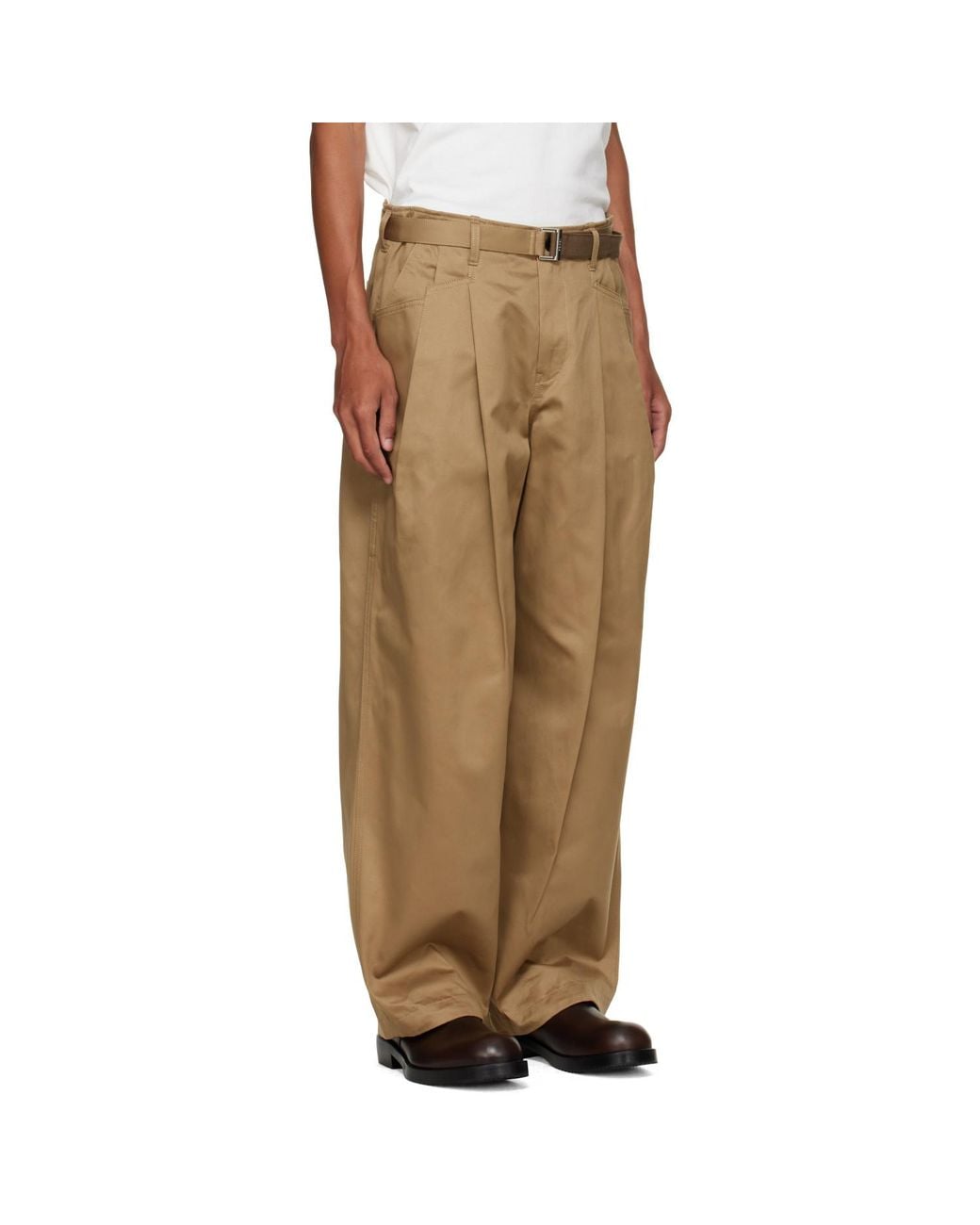 Sacai Natural Cotton Chino Trousers for men