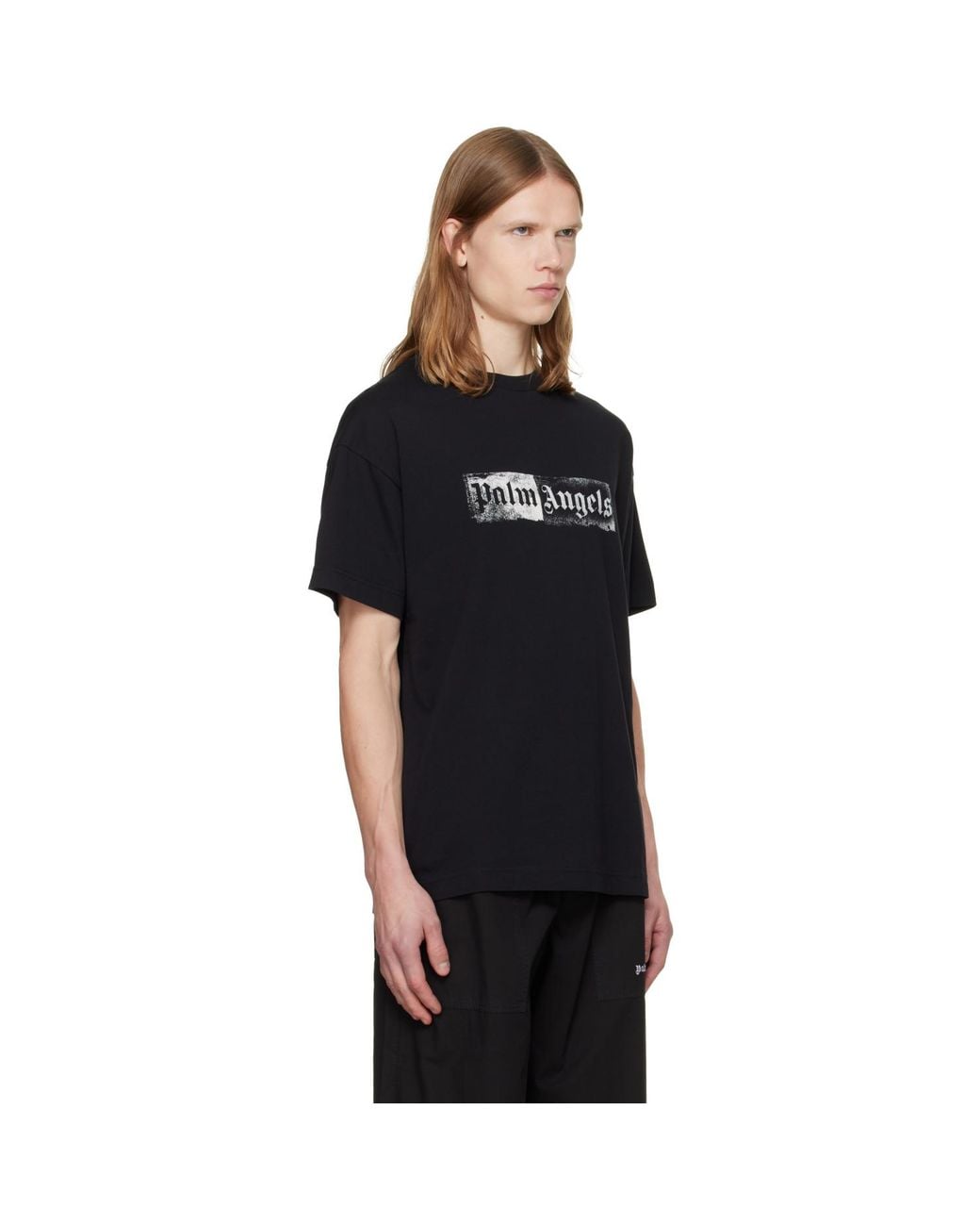 Palm Angels Black Stamp Logo Regular T-Shirt for men