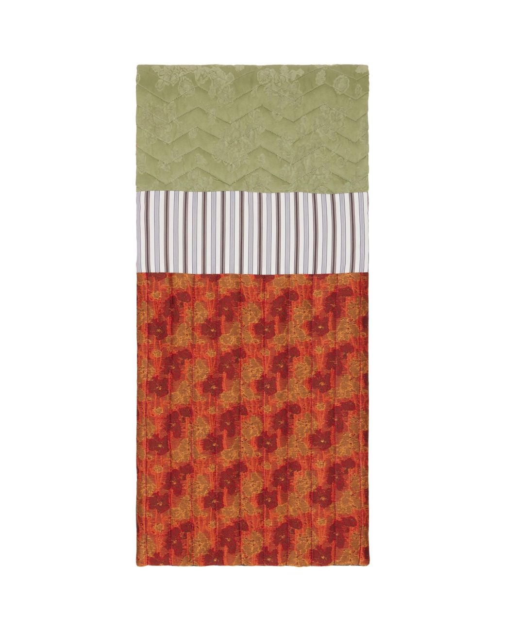 Dries Van Noten Green Patchwork Jacquard Scarf for men