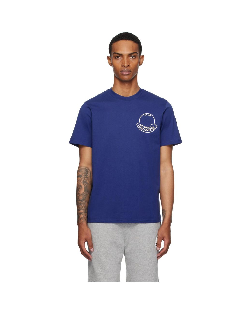 Moncler Blue Archivio Creativo T-Shirt for men