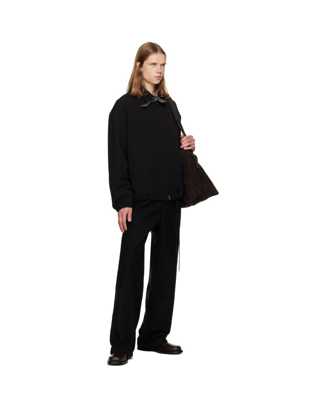Song For The Mute Black Slim Poly Gab Coach Jacket for men