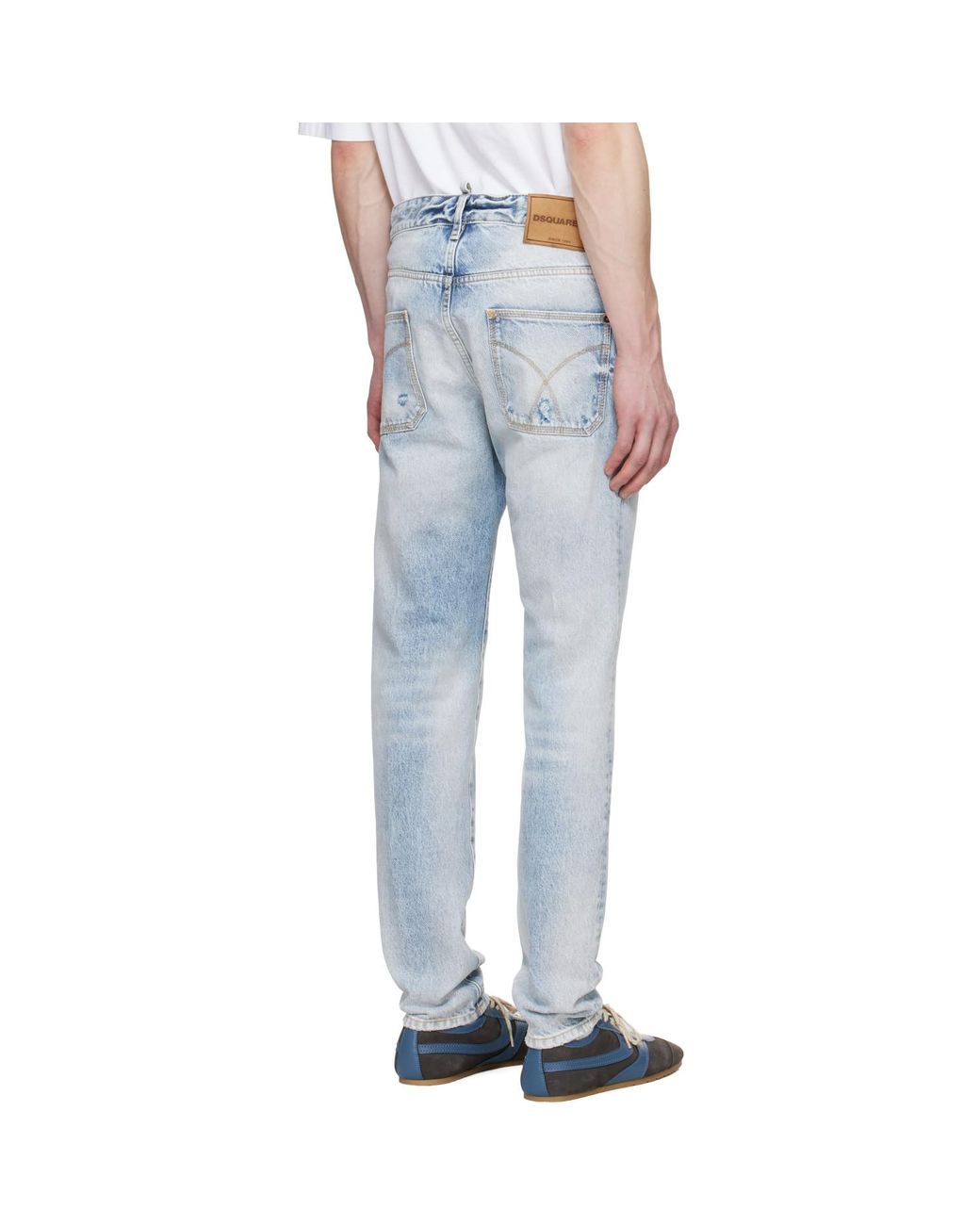 DSquared² Blue Light Diagonale Wash Teddy Jeans for men