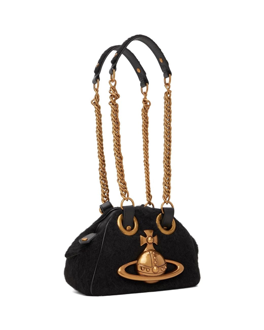Vivienne Westwood Black Archive Orb Chain Hand Bag