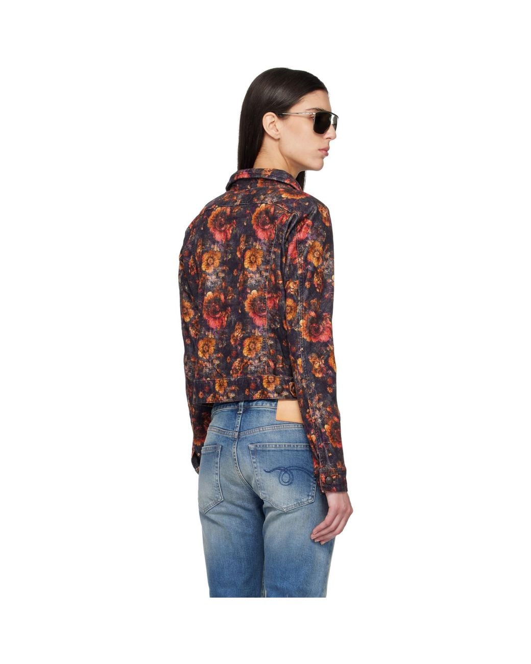 R13 Orange Skinny Denim Trucker Jacket