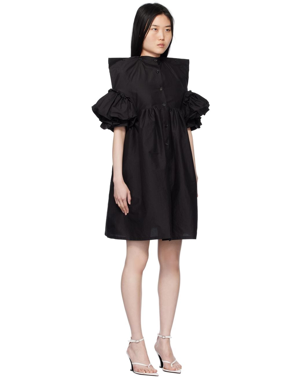 Pushbutton Black Square Minidress