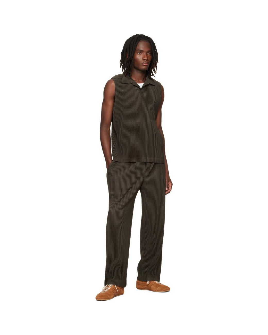 Homme Plissé Issey Miyake Brown Monthly Colors July Trousers for men