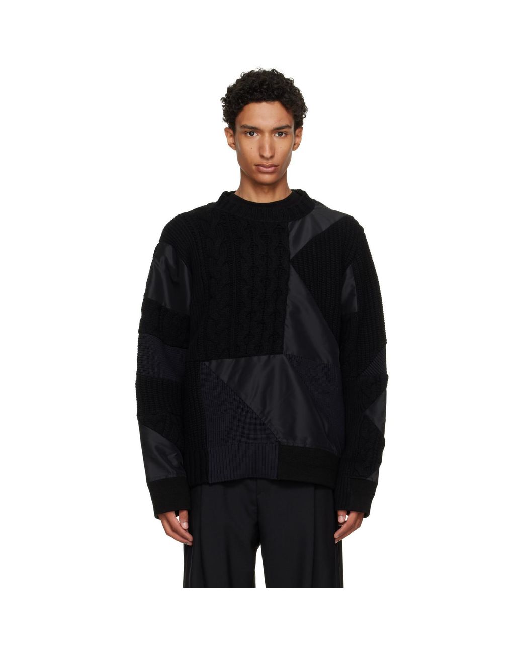 Sacai Black A.P.C. Edition Quilts Knit Sweater for men