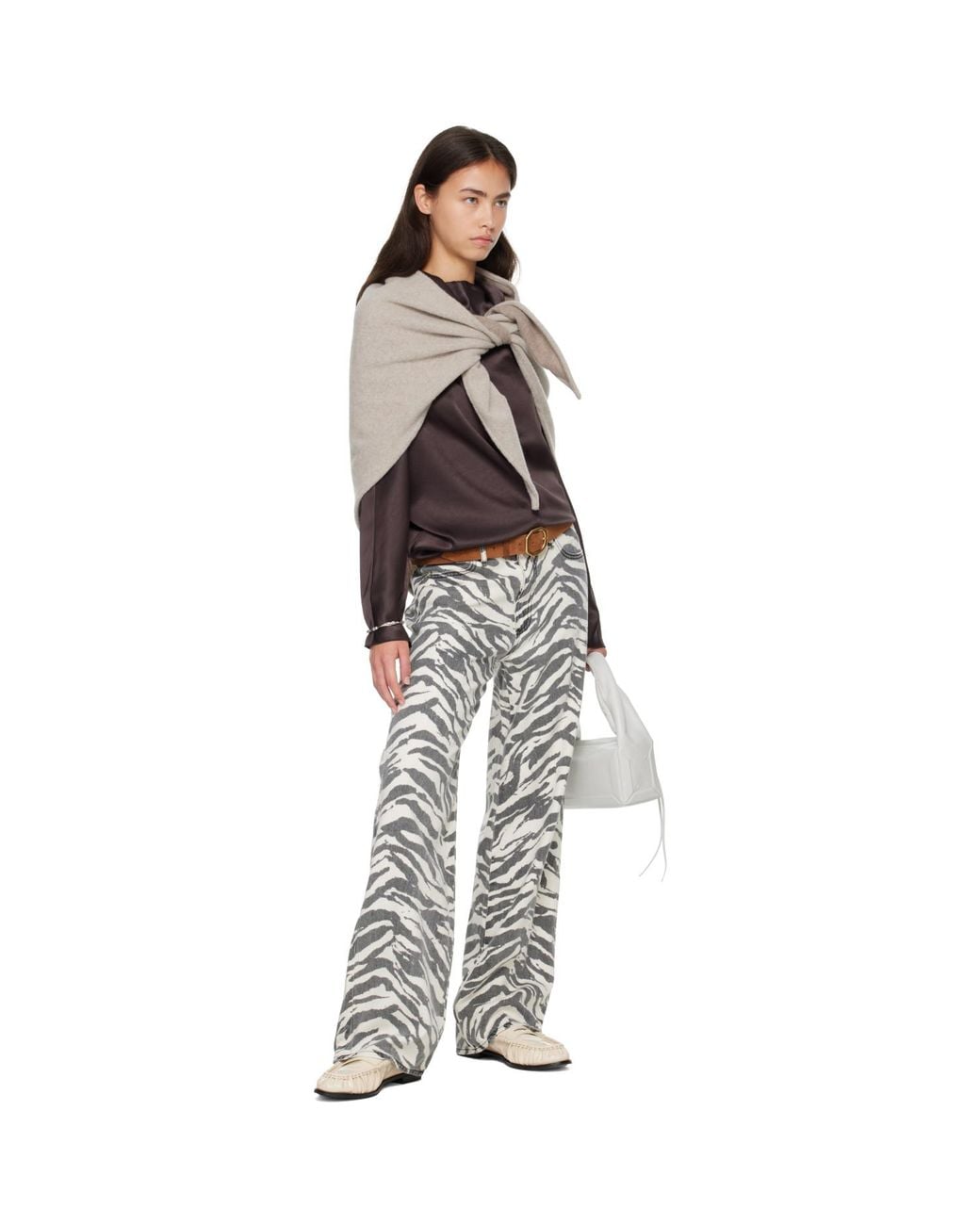 Rag & Bone Natural Taupe Kristie Reversible Triangle Shawl
