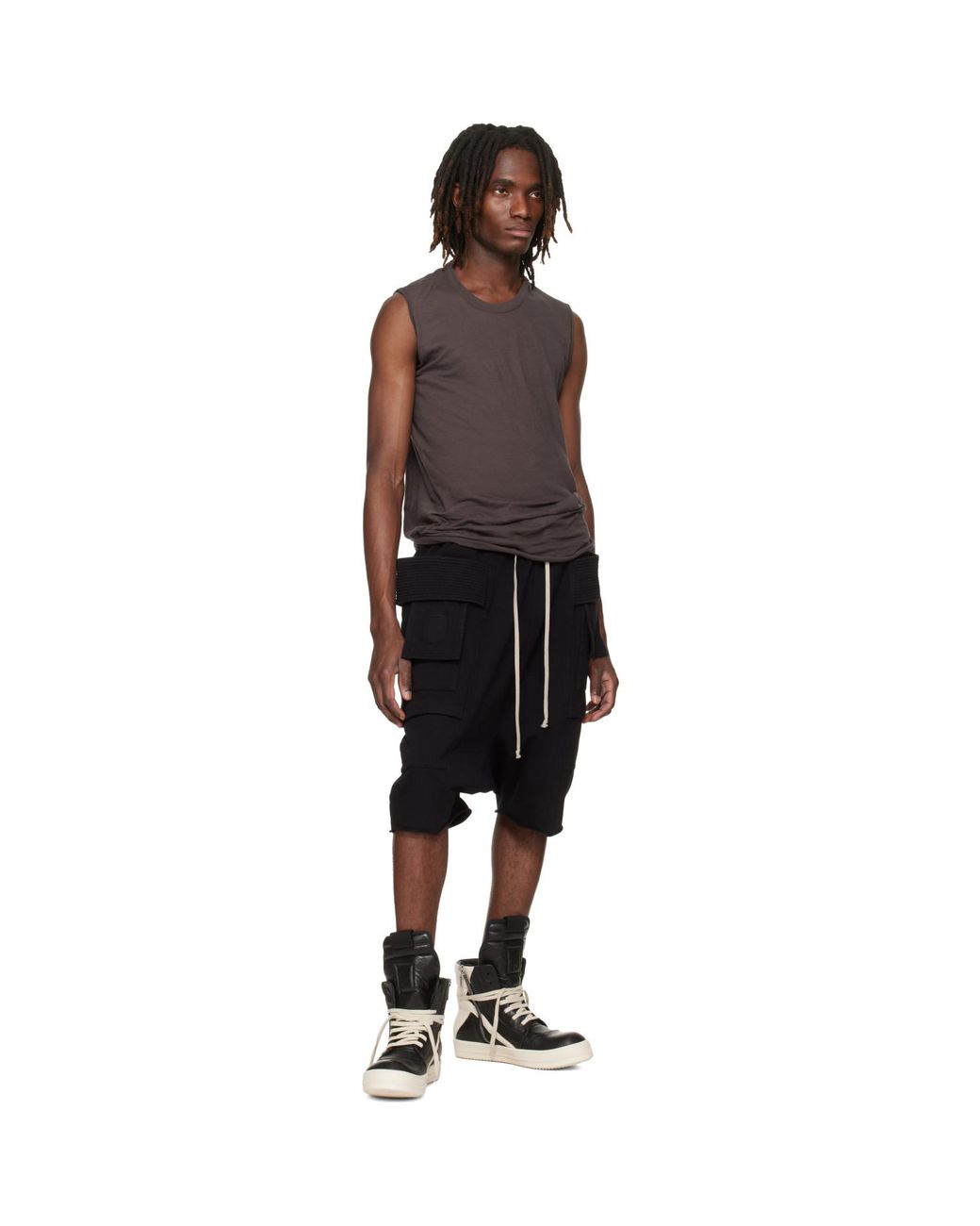 Rick Owens Black Temple Creatch Pods Cargo Shorts for men