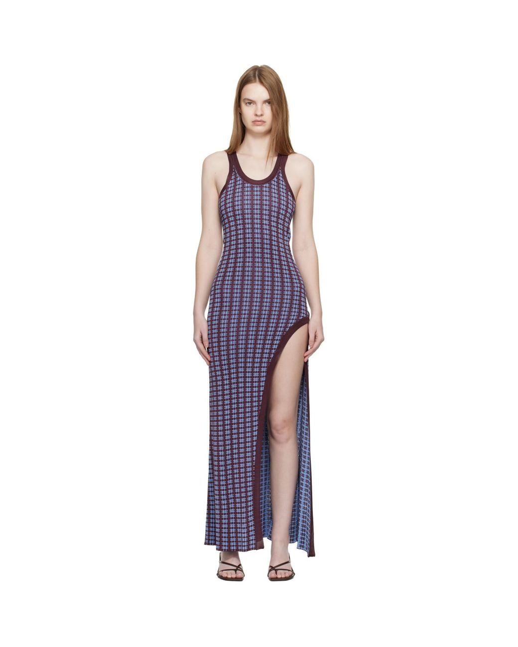 Rabanne Black Burgundy Knit Midi Dress