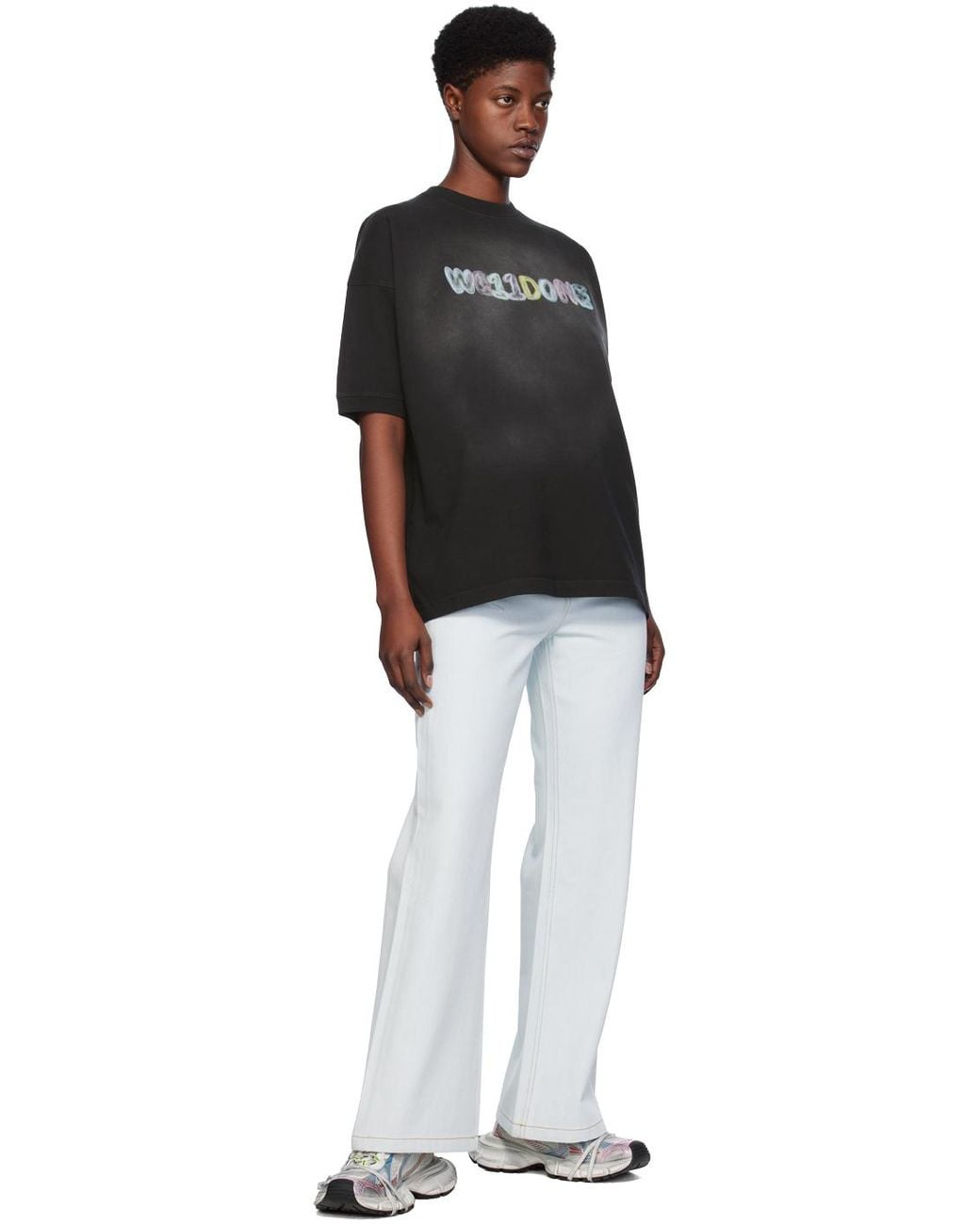 we11done White Blue Straight Jeans