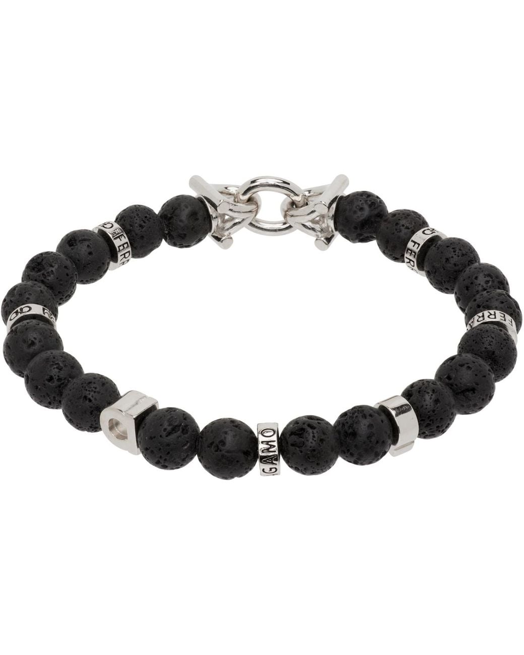 Ferragamo Black Gancini Elasticized Bracelet for men