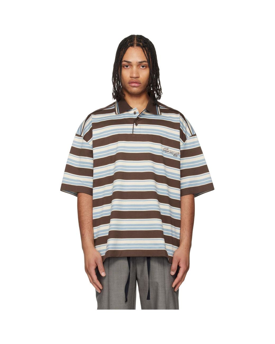 Wooyoungmi Black Striped Polo for men