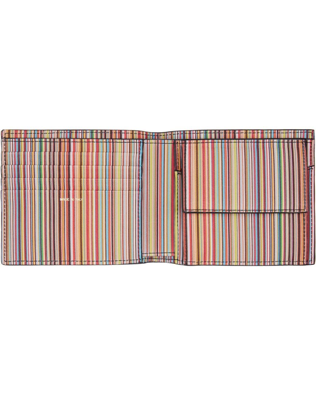 Paul Smith Black Leather 'signature Stripe' Interior Billfoldcoin Wallet for men