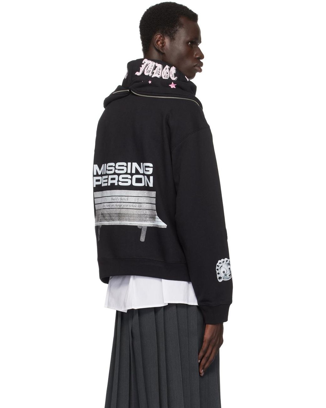 Ashley Williams Graphic Cotton-Blend Hoodie in Black for Men Ashley Williams Graphic Cotton-Blend Hoodie in Black for Men