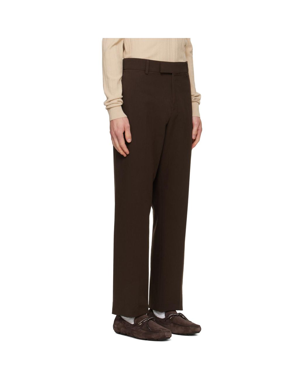 Ferragamo Brown Cotton Blend Chino Trousers for men