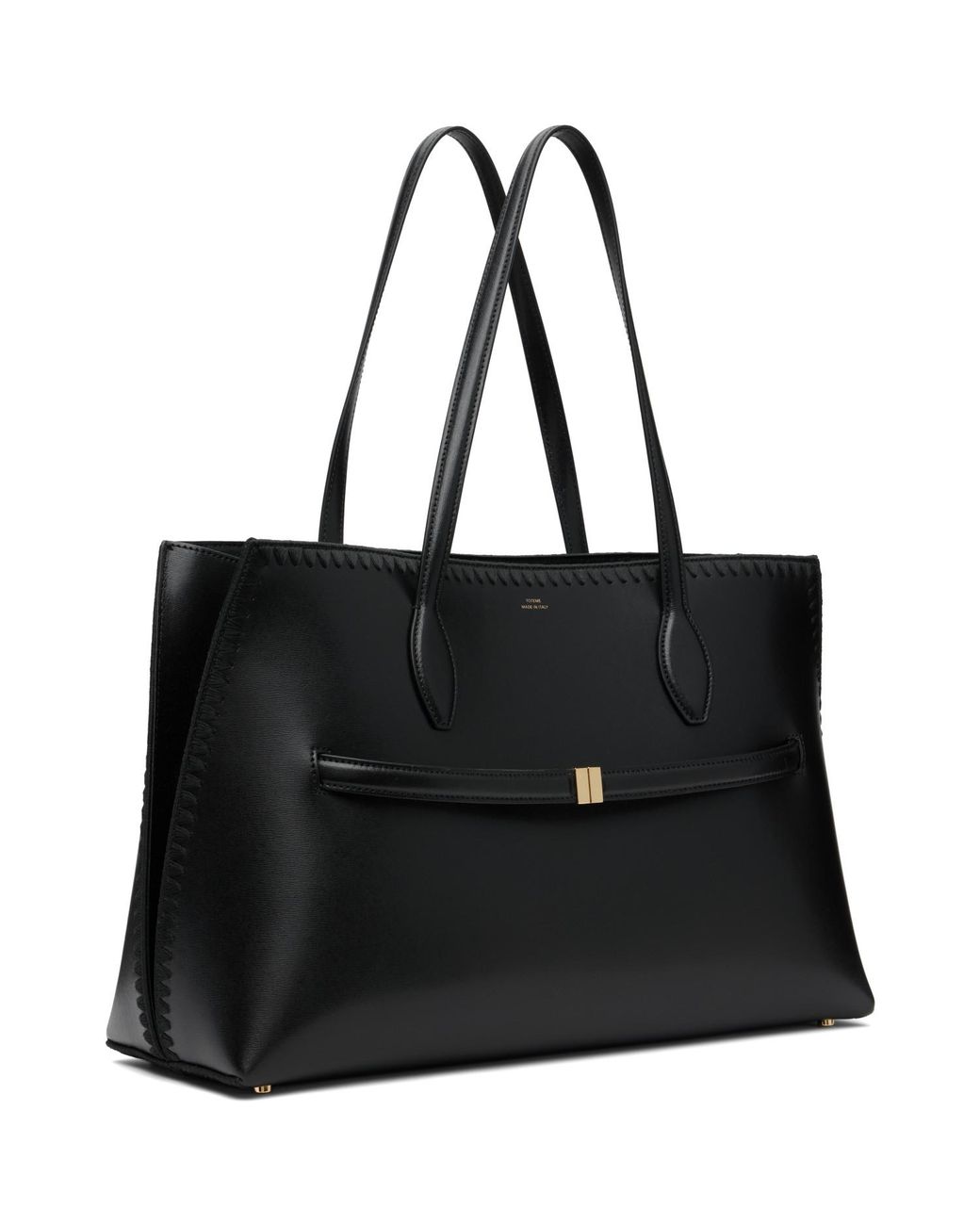 Totême  Black Embroidered Leather Lounge Tote