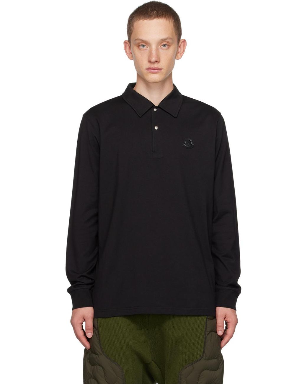 moncler long sleeve polo black