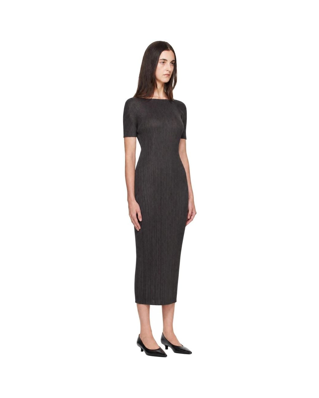 Pleats Please Issey Miyake Black Monthly Colors August Midi Dress