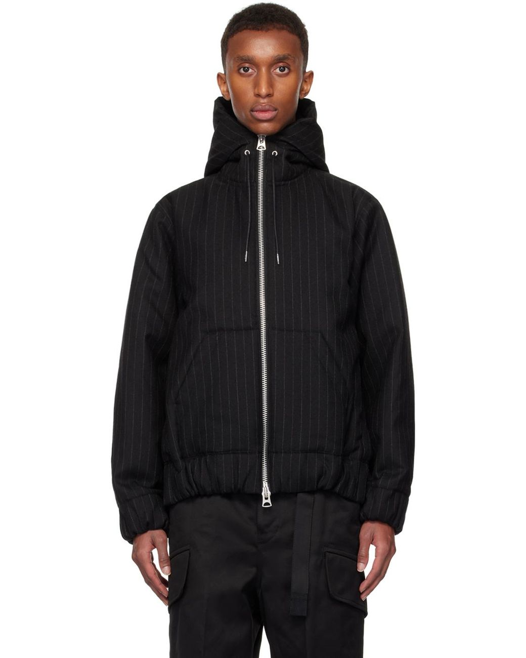 パーカー・フーディ Sacai Chalk Stripe Hoodie sacai-001-BLACK-Chalk-Stripe-