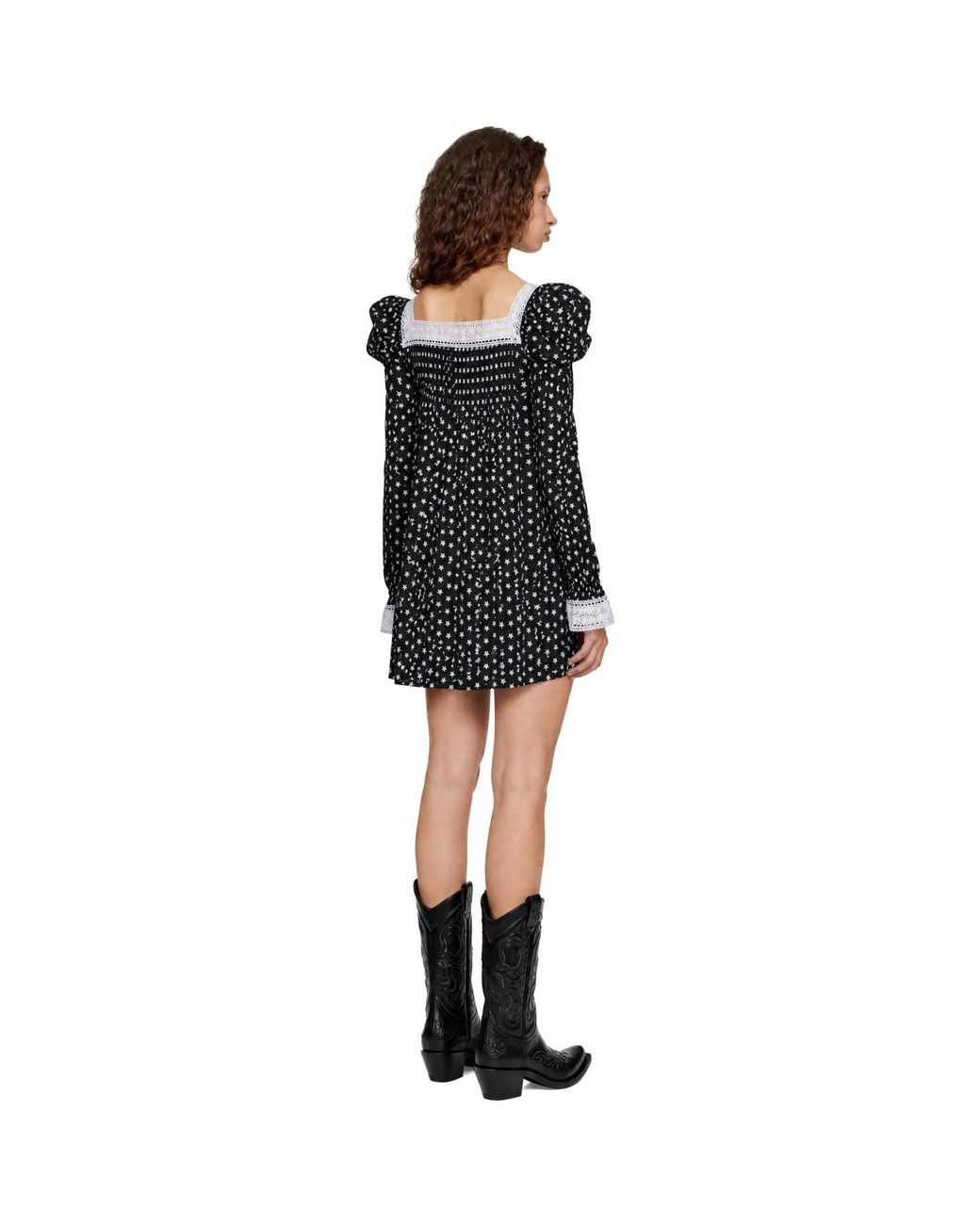 LAURA ANDRASCHKO Black Vampire Boho Minidress