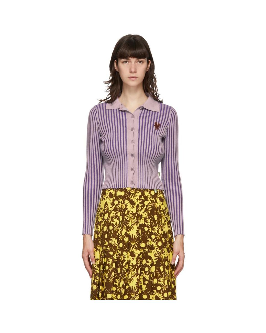 Marc Jacobs Purple Heaven By Ribbed Tiny Teddy Cardigan Lyst Canada