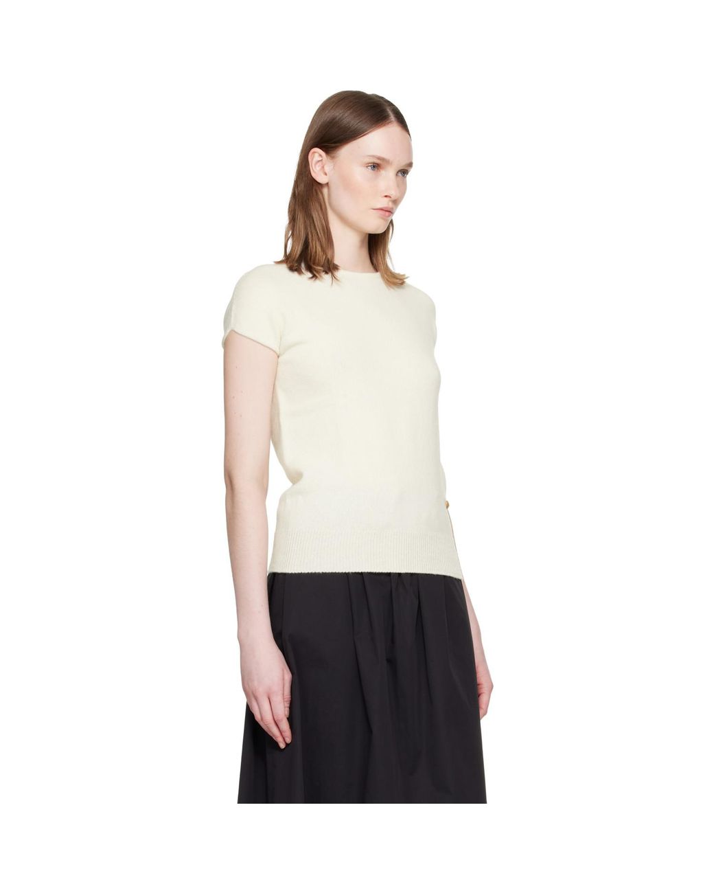 Balmain White Short Sleeve Cashmere Sweater