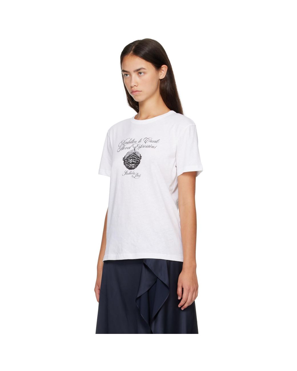 Acne White Graphic Jersey T-Shirt