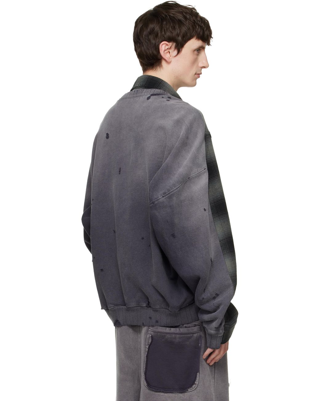 Maison Mihara Yasuhiro Black Front Back Combined Check Shirt for men
