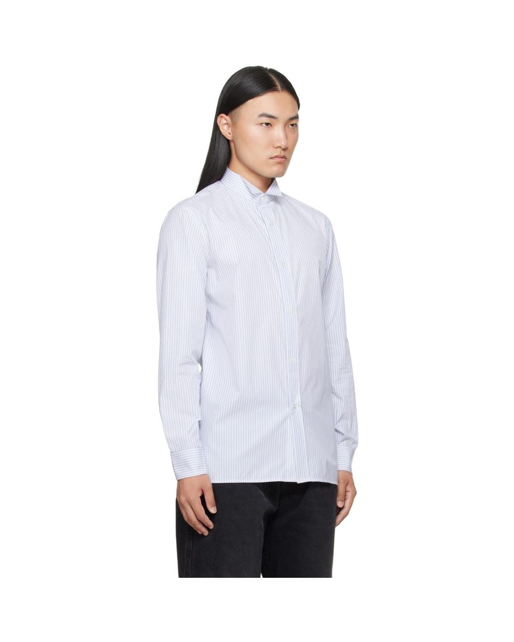 Maison Margiela White Striped Cotton Shirt for men