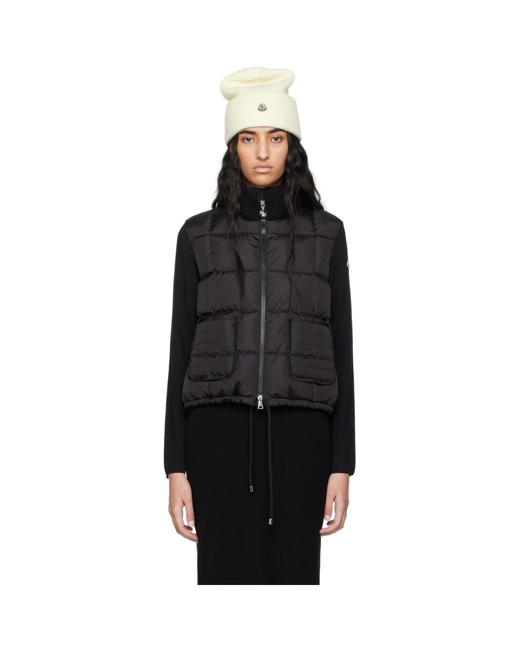Moncler Black Paneled Down Cardigan