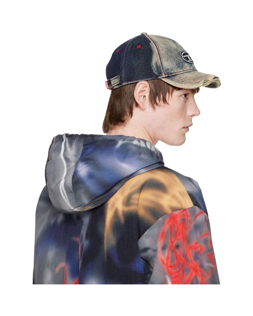 DIESEL Blue Treated Denim Baseball Cap for men