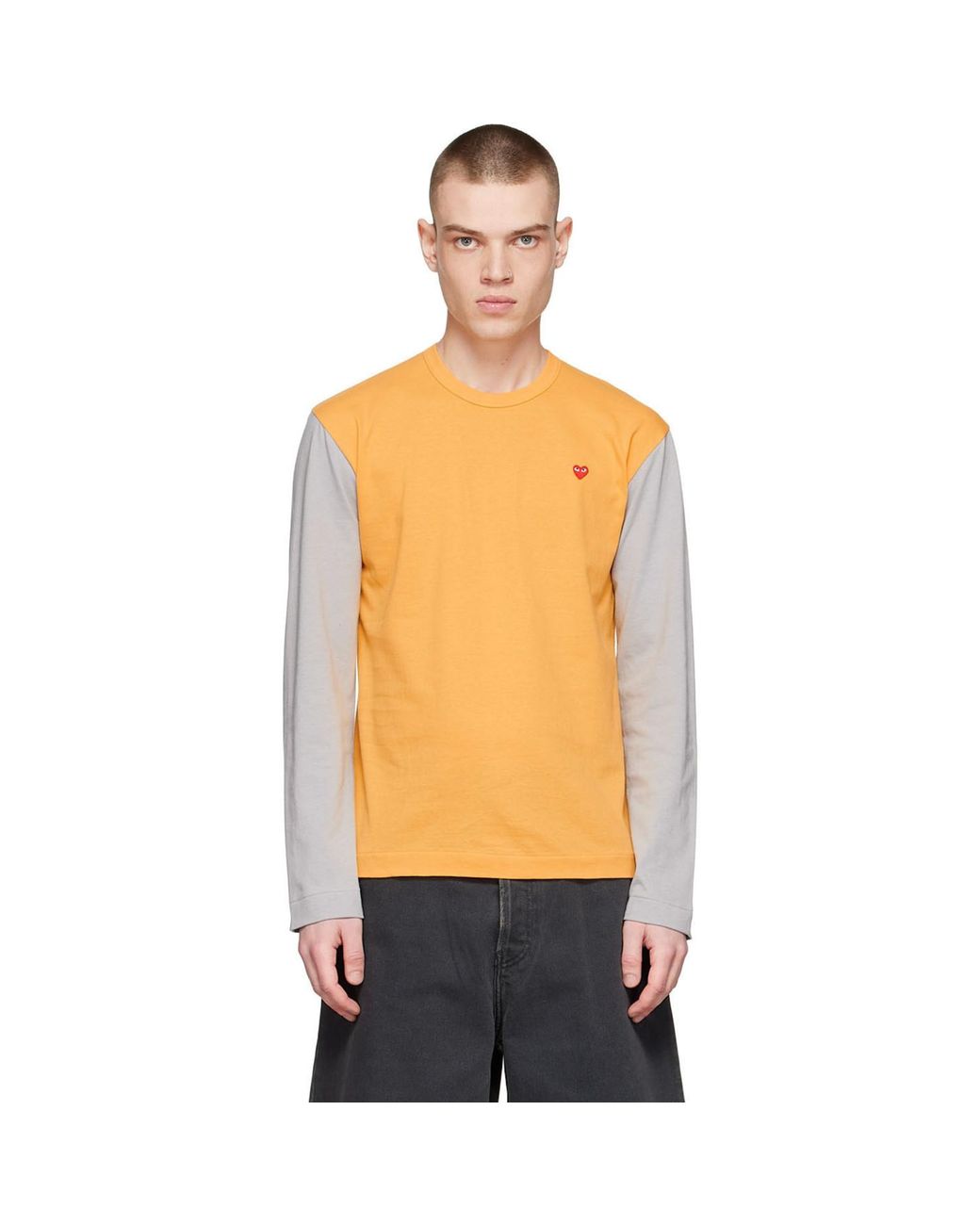 COMME DES GARÇONS PLAY Multicolor Comme Des Garçons Play Yellow Cotton Long Sleeve T-shirt for men