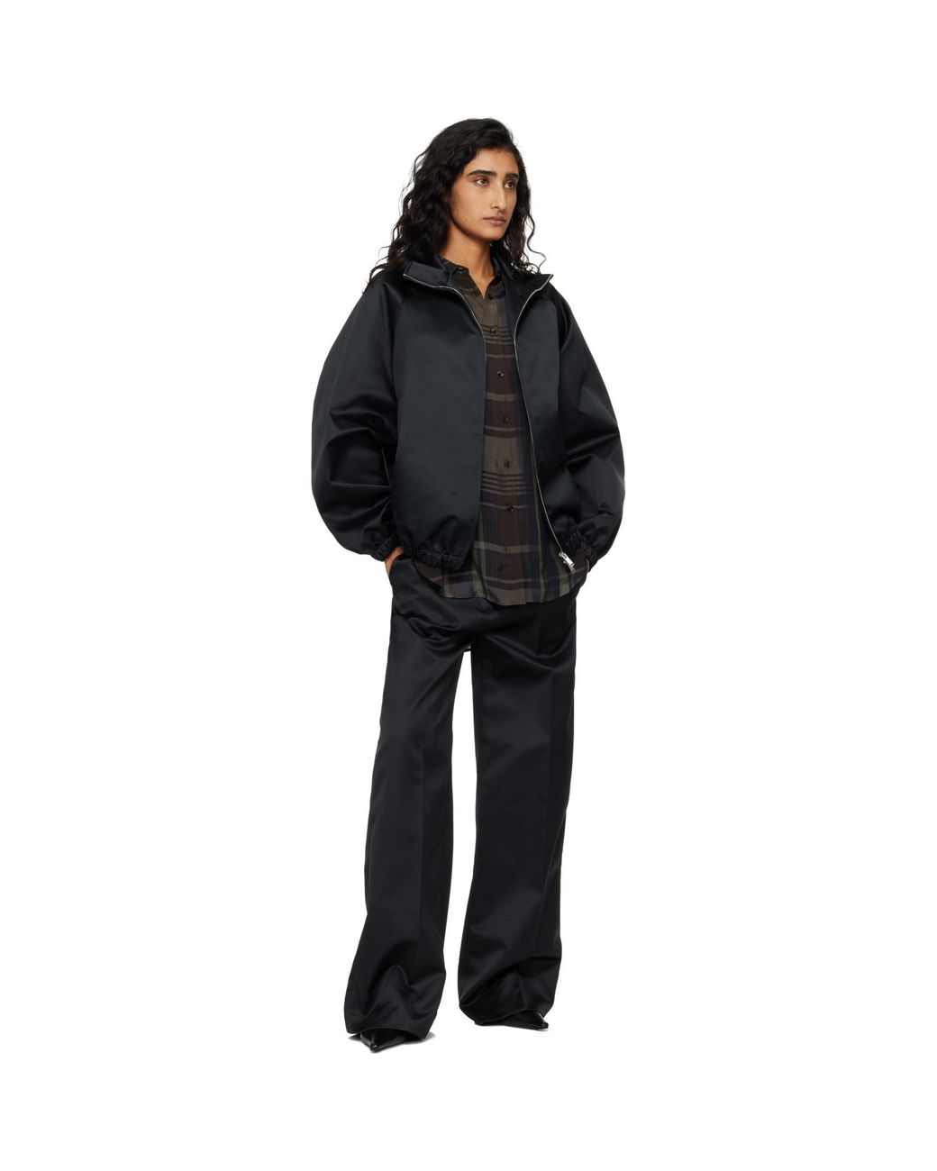 Frankie Shop Black Baxter Satin Track Jacket