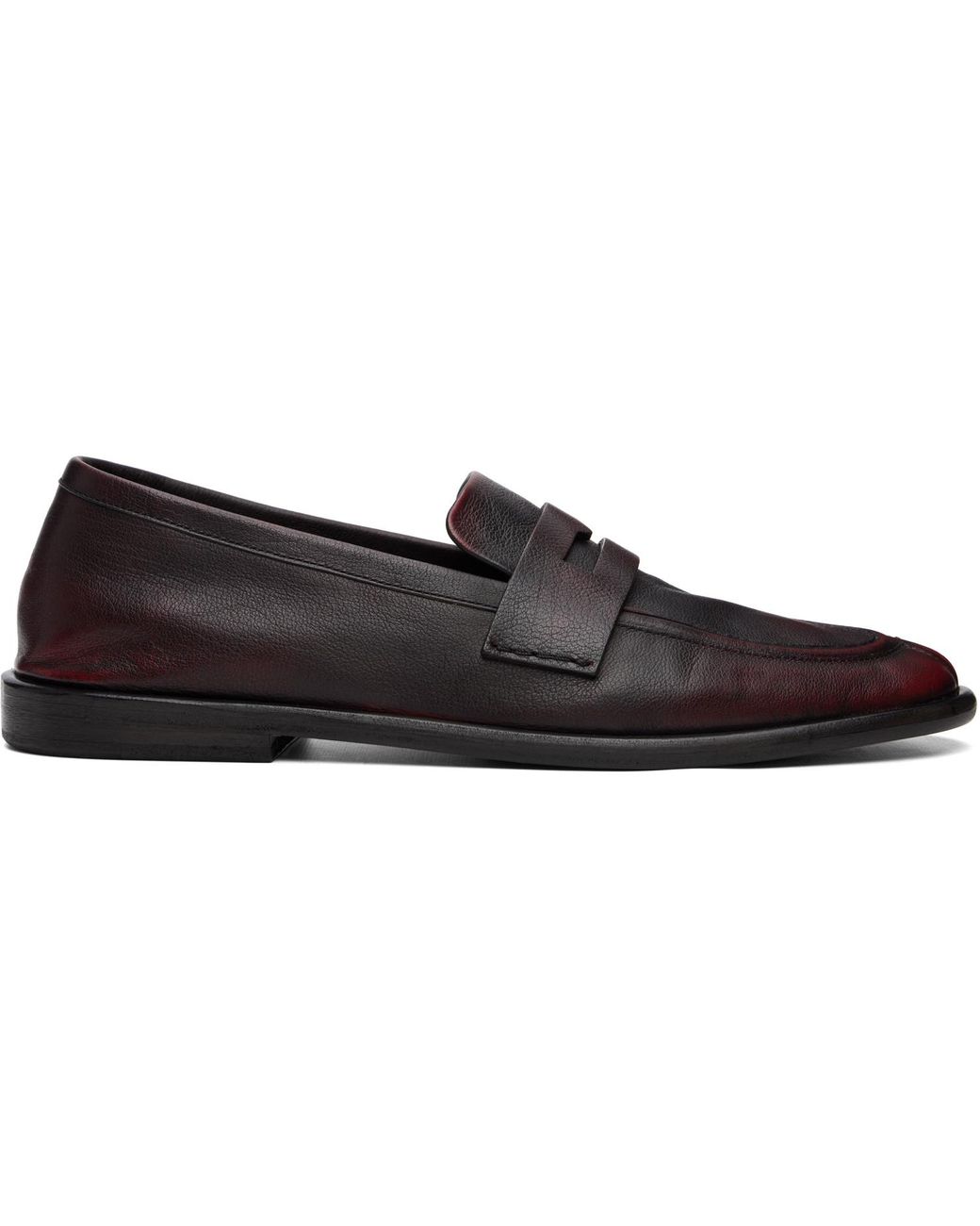 Marsèll Black Burgundy Stesa Soft Pebbled Leather Loafers for men