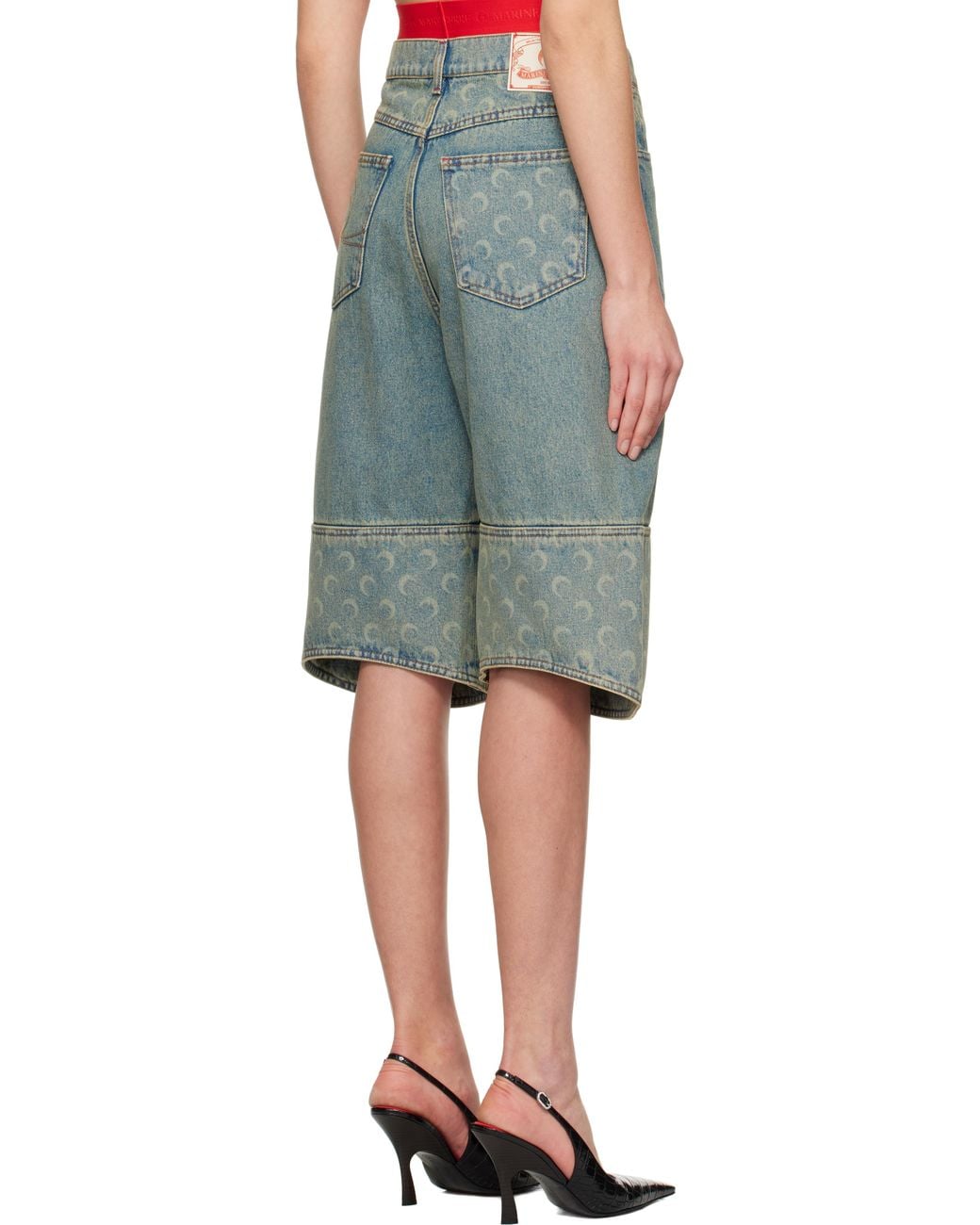 Marine Serre Moon Laser Denim Shorts in Blue | Lyst