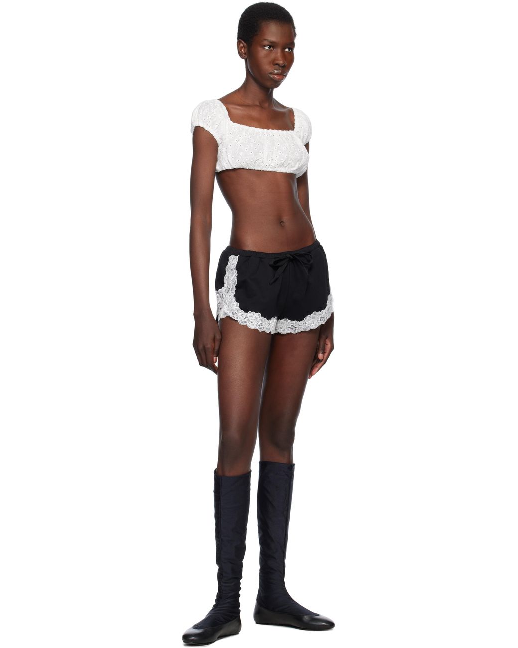 YUHAN WANG Lace Lined Shorts in Black | Lyst