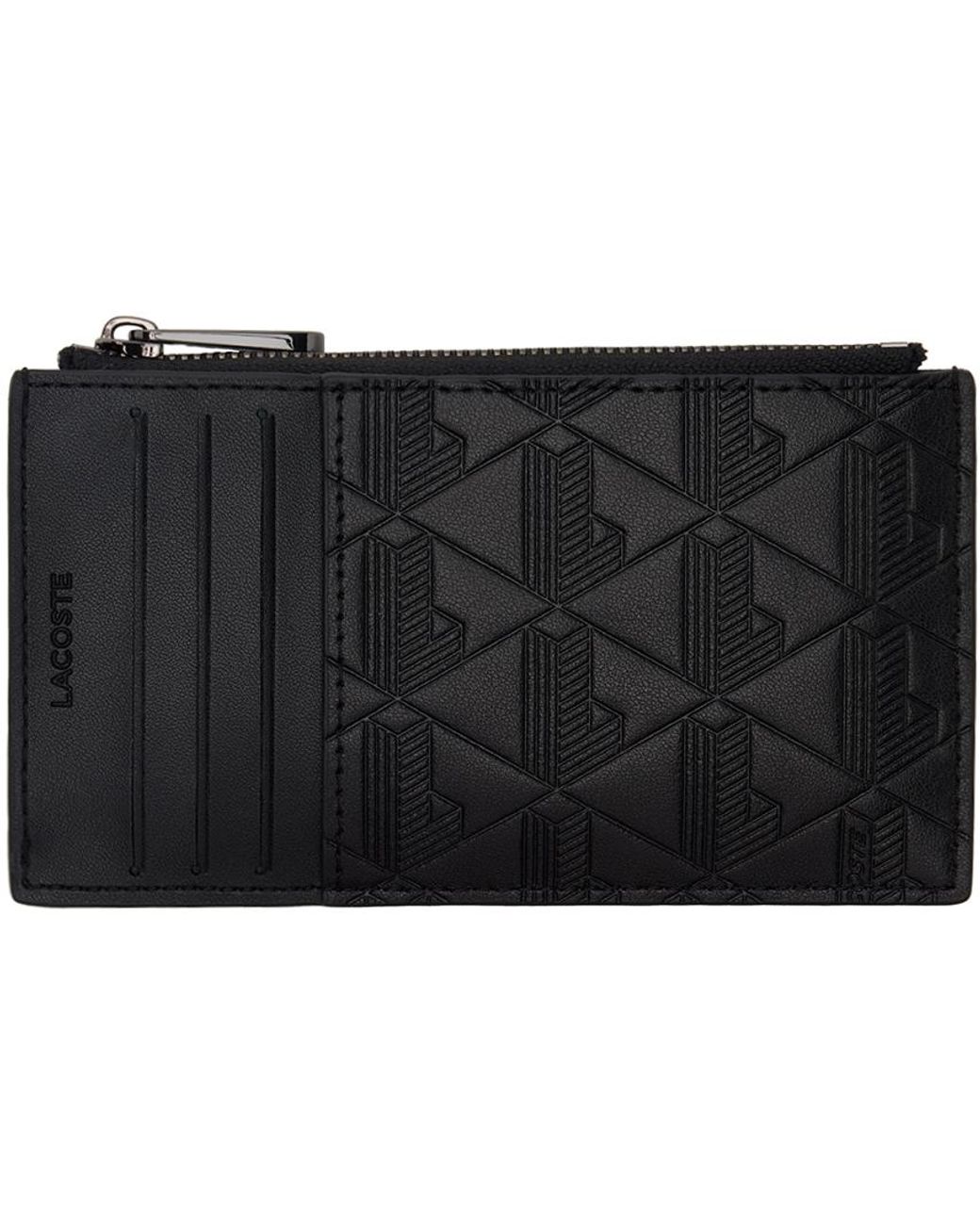 ★LACOSTE★ Men's Monogramme Monogram Bifold Wallet Black NH Men's The Blend Monogram Print Wallet - Wallets & Small