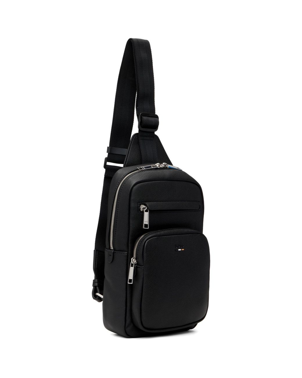 Boss Black Faux-Leather Messenger Bag for men