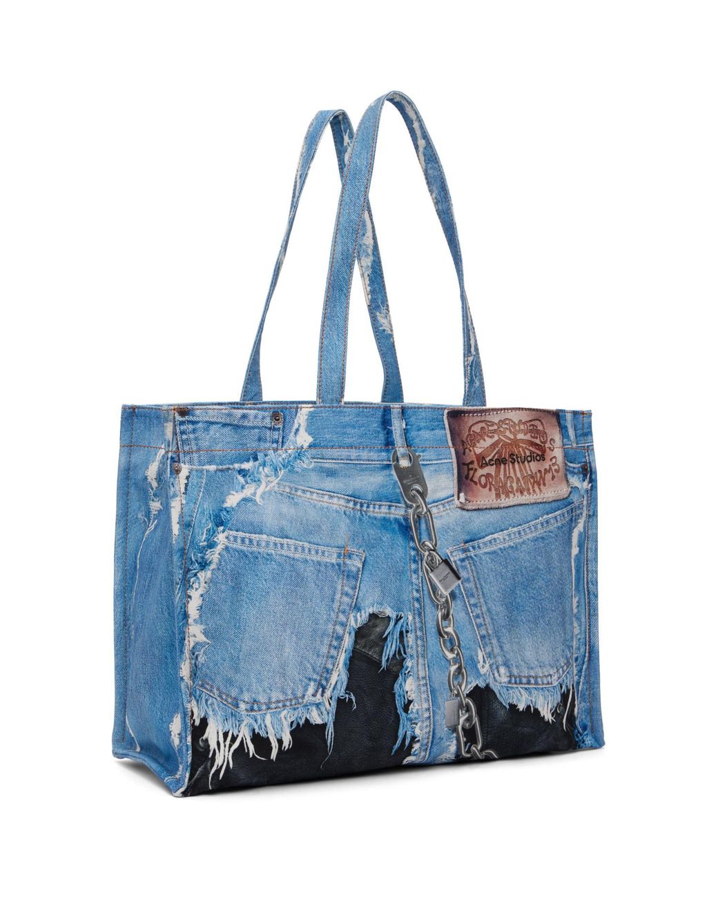 Acne Blue Denim Print Tote for men