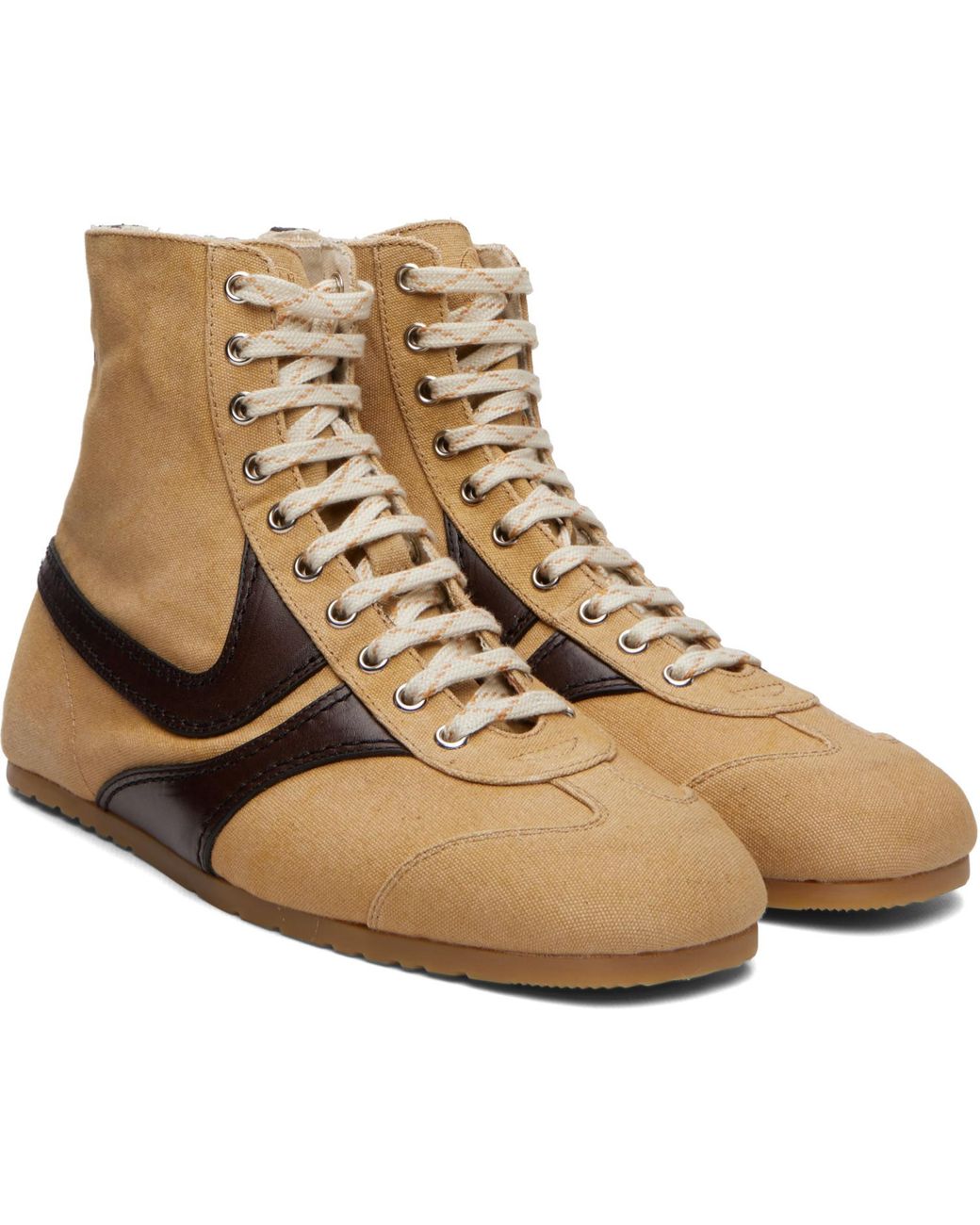 Dries Van Noten Brown Canvas High Top Sneakers for men