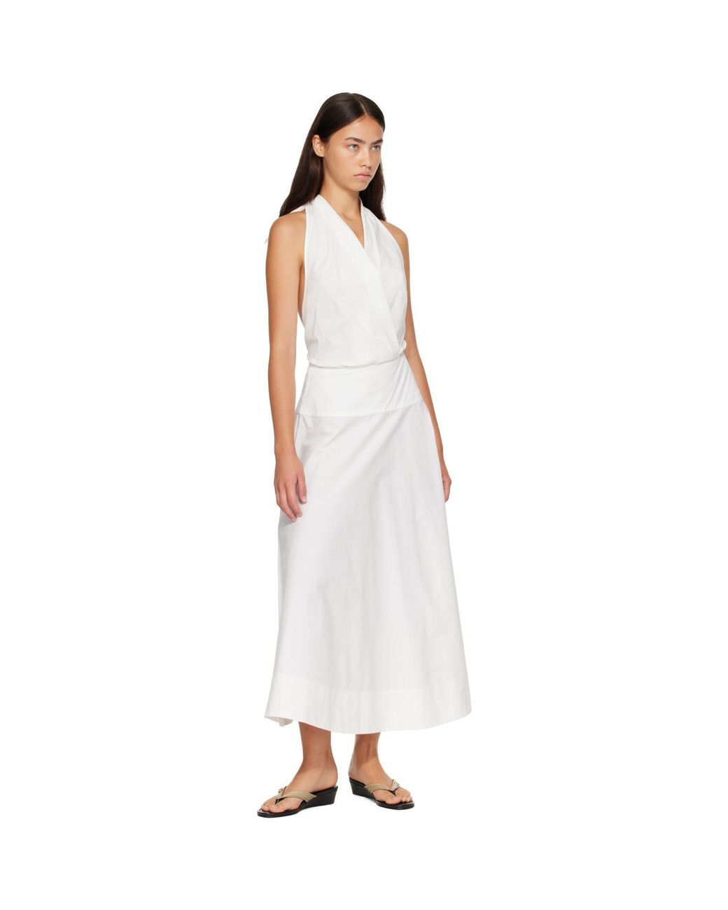 St. Agni White Halter Circle Hem Midi Dress