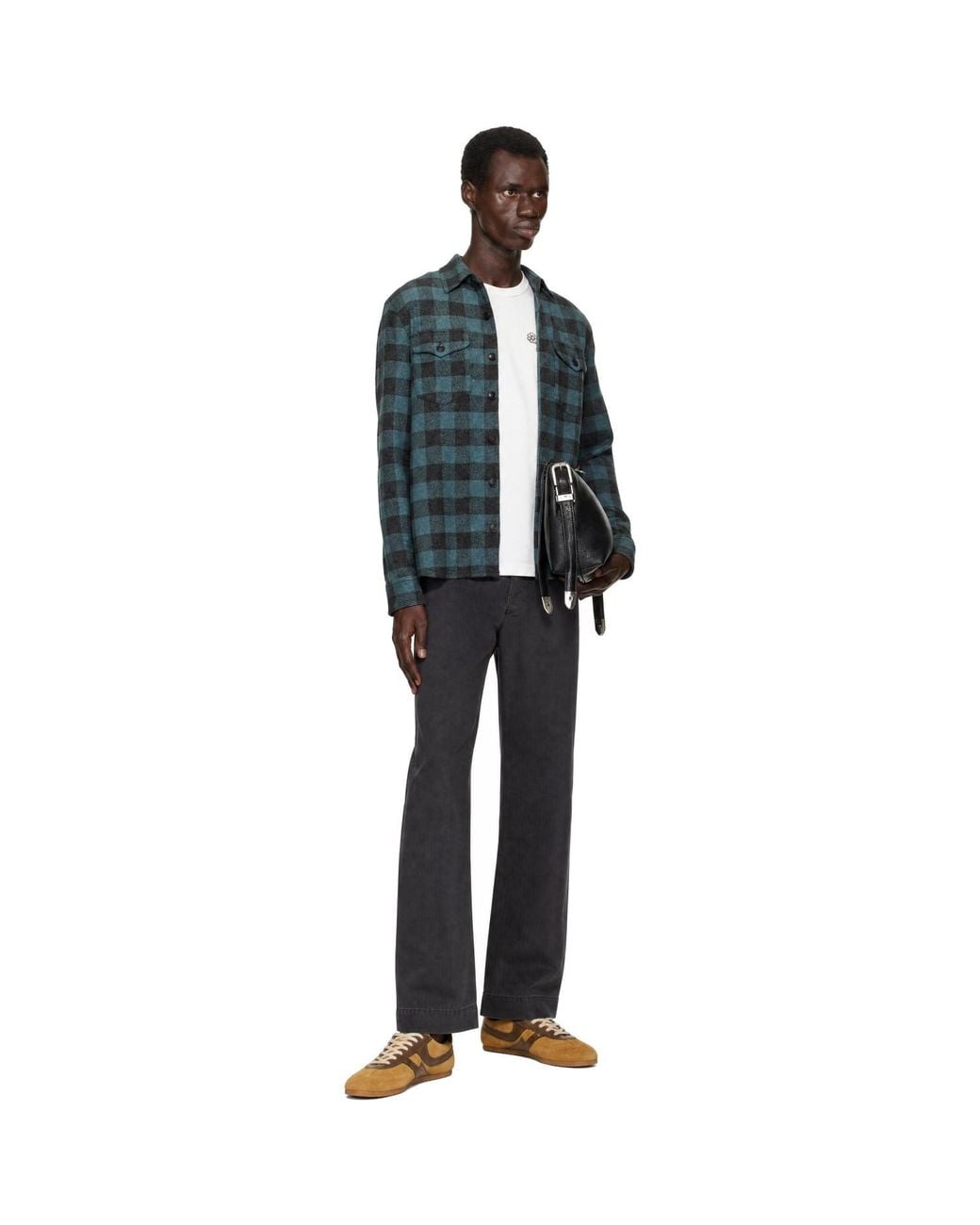 RRL Black Herringbone Cotton Trousers for men