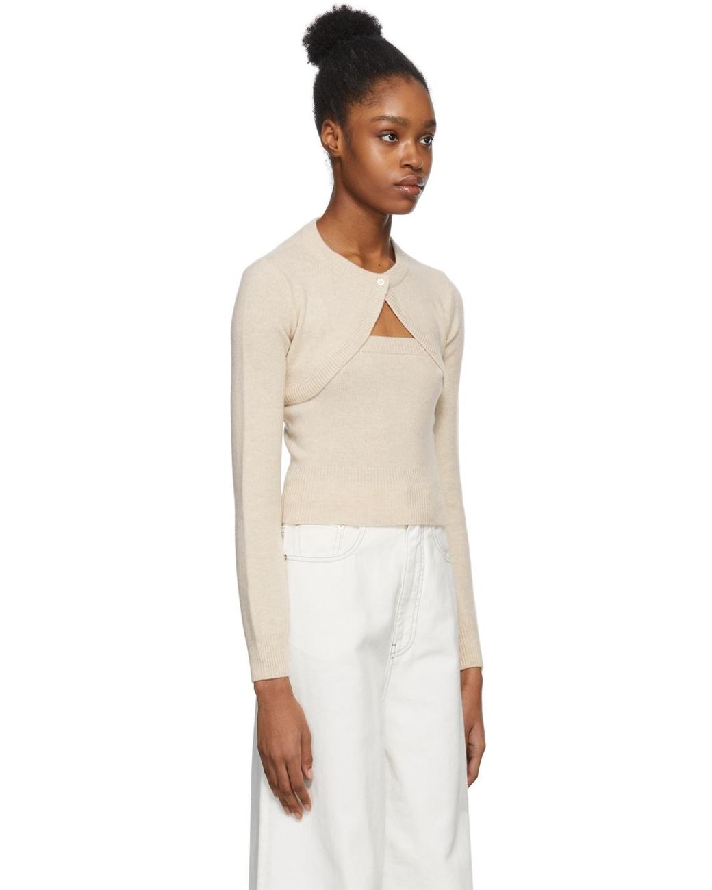 Deveaux New York Wool Cropped Cardigan And Top Set Womens Jumpers and knitwear Deveaux New York Jumpers and knitwear 
